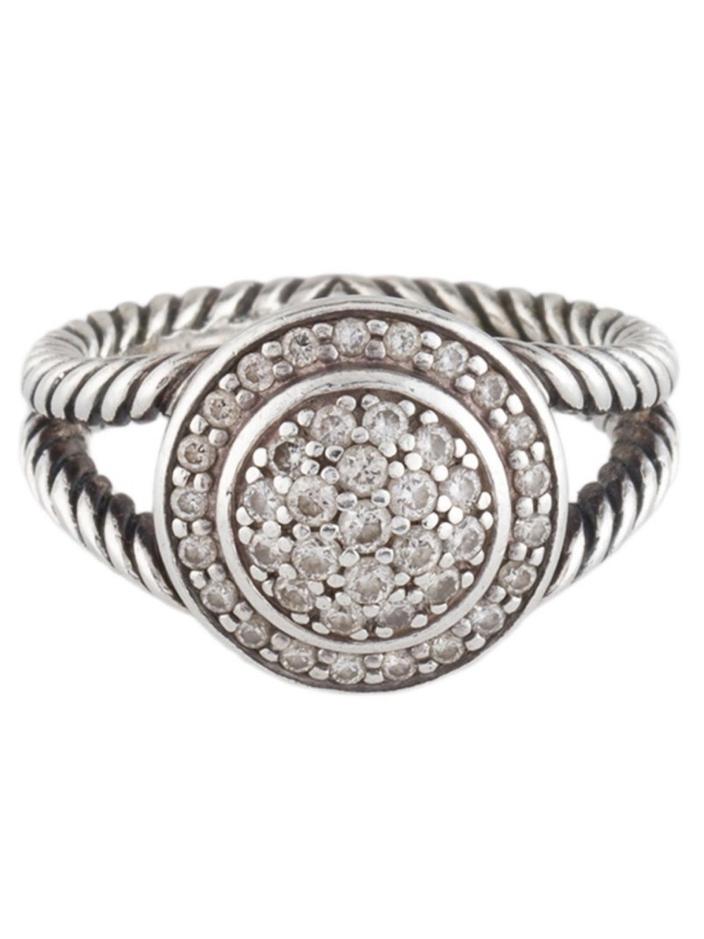 Davi yurman Sterling Silver Round Pave Ring - White Crystal